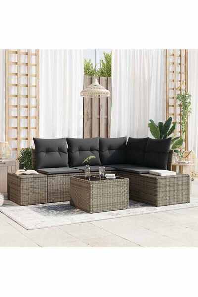 vidaxl Set de canapele pentru gradina 5 pcs Gri poliratan