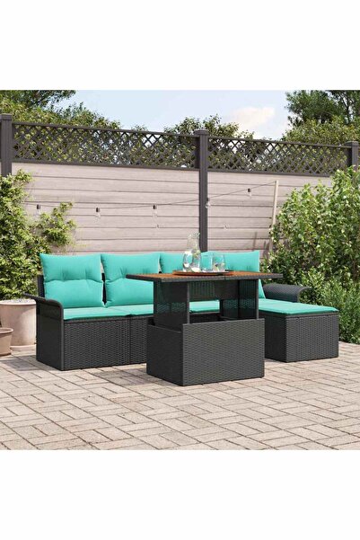 vidaxl Set de canapele pentru gradina 6 pcs Negru Rattan poli