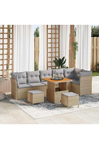 vidaxl Set de canapele pentru gradina 9 pcs Bej poliratan