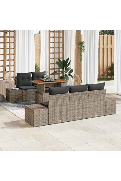 vidaxl Set de canapele pentru gradina 6 pcs Gri Rattan poli