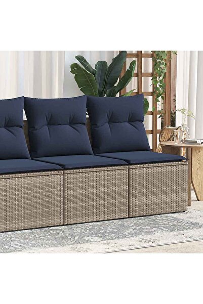 vidaxl Set mobilier gradina cu perne 2 piese gri poliratan/lemn acacia