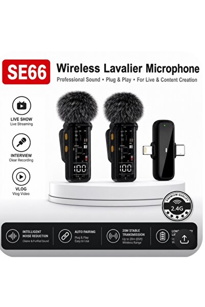 Voground SE66 Kablosuz Yaka Mikrofonu – Type-C & Lightning Uyumlu Profesyonel...