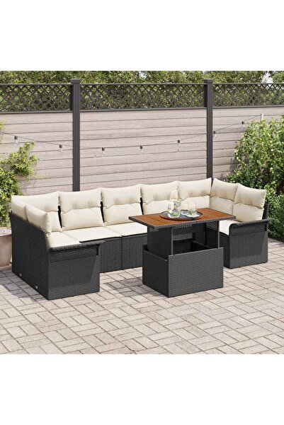 vidaxl Set de canapele pentru gradina 8 pcs Negru Rattan poli