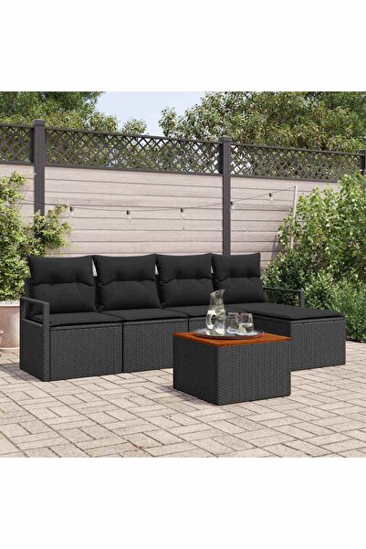 vidaxl Set de canapele pentru gradina 6 pcs Negru poliratan