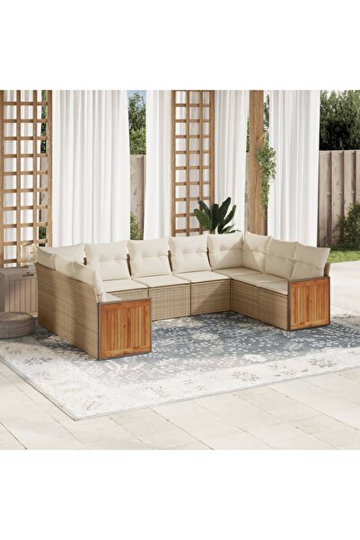 vidaxl Set canapele de gradina, 9 piese, cu perne, gri, poliratan