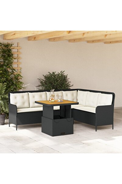 vidaxl Set canapele de gradina cu perne, 2 piese, negru, poliratan