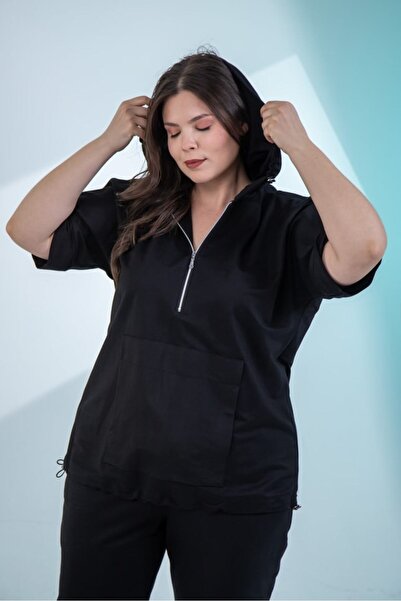 Roxxlen Women's Plus Size Hooded Zipper Suit