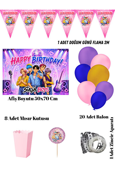HAPPYLOOPPARTY Saja Boys K-Pop Demon Hunters Birthday Party Set Banner 50X70 cm