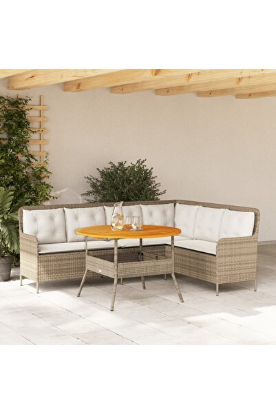 vidaxl Set canapele de gradina cu perne, 2 piese, bej, poliratan