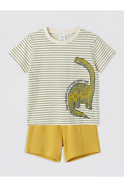 LC Waikiki Rmz Gi̇yi̇m Farkiyla Dinosaur Printed Baby Boy Set