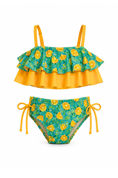 İYİBU Girl's Ruffled Bikini Set – Patterned 2-Piece Children's Swimsuit |   S...