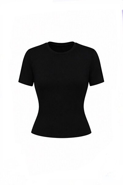 1blood Basic Short-Sleeved Crew Neck T-Shirt Stretchy Body Women's T-Shirt Fi...