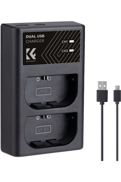 K&F CONCEPT LP-E6NH Φορτιστής Μπαταριών Διπλής Υποδοχής Ταχείας Φόρτισης, Συμ...