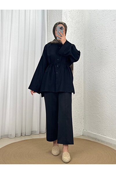 MİHRA STORE Şeyma Self-Patterned Wide Sleeve Shirt-Çi̇943 Black