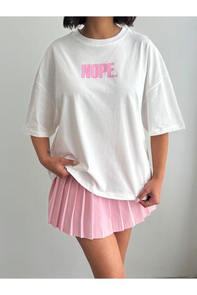 CrepTekstil Tricou Crep pentru femei, cu imprimeu cu sloganul Nope, supradime...