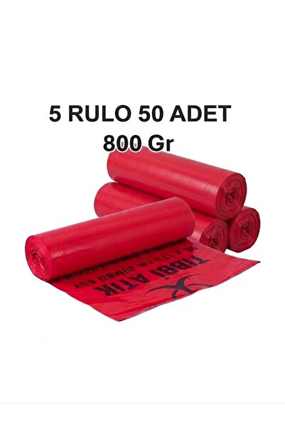 NİLPLAST Asm Tıbbi Atık Poşeti 80X110 800 gr 10 ADETLİ RULO * 5 RULO