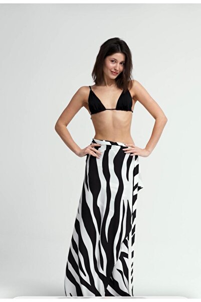 ZALİV Pareo Kadın Elbise Zebra Desenli Yazlık Kimono