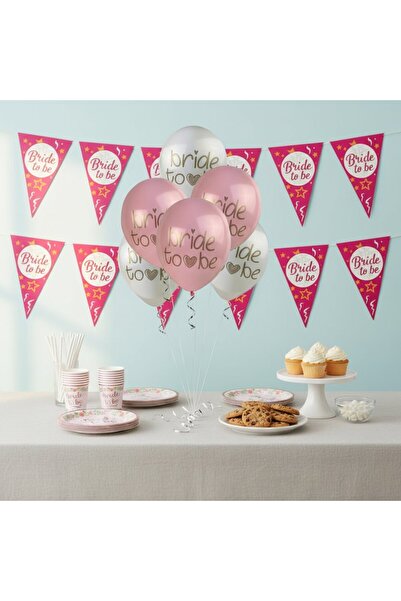 Umamiçe Bride to Be Mini Party Set – 6 Bride to Be Balloons + 8-Piece Plate a...