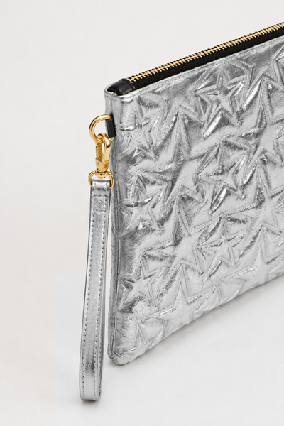 Reddington Geantă clutch și portofoliu strălucitor, cu model stea, pentru femei, cu curea detașabilă pentru încheietura mâinii