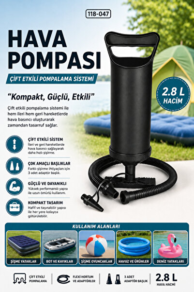 EVENT Çift Etkili Hava Pompası 2.8 L Şişirme Pompası Şişme Yatak Bot Havuz Po...