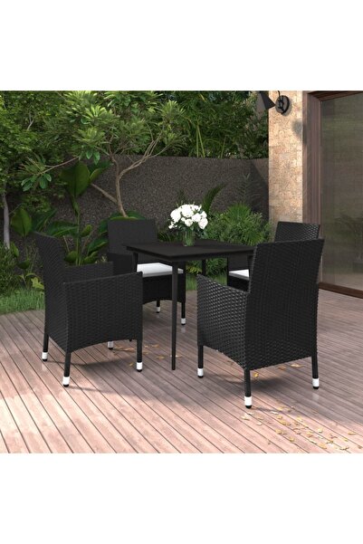 vidaxl Set mobilier de gradina cu perne 5 piese poliratan & sticla