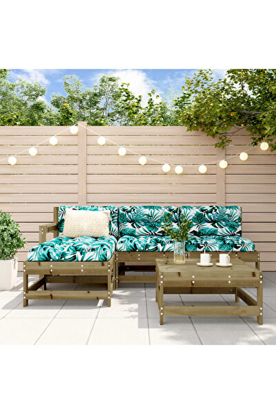 vidaxl Set mobilier de gradina cu perne, 5 piese, lemn de pin tratat