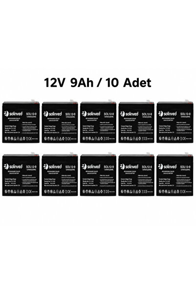 SOLİNVED 12V 9Ah Kuru Tip Akü (10 Adet)