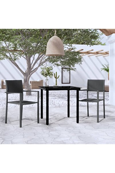vidaxl Garden furniture set, 3 pieces, black