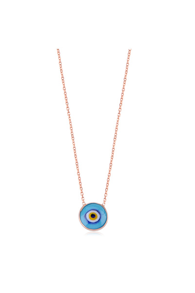 Emiliano Jewellery Cam Göz Taşlı Rose Altın Kaplama Gümüş Kolye