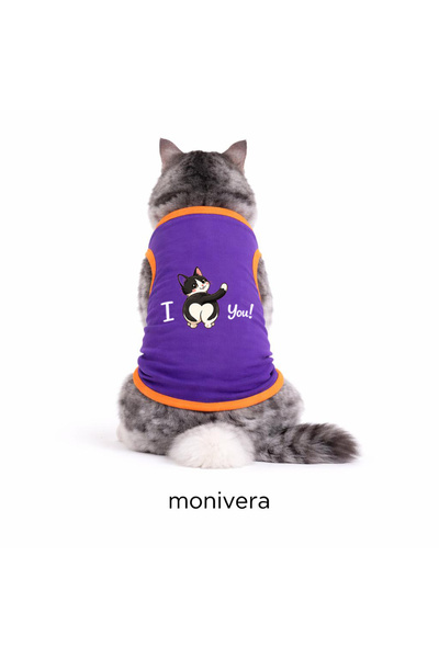 Modetra الموسم الجديد: ملابس القطط المطبوعة باللون الأرجواني من I Love Cat - ...