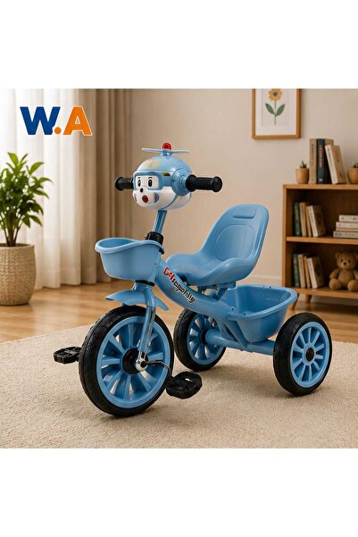 WASL ALKHAIR دراجة أطفال ثلاثية بتصميم هليكوبتر كرتوني – مع سلة أمامية وخلفية...
