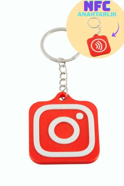TakÇalıştır 3D Printed Nfc Keychain with Instagram Logo