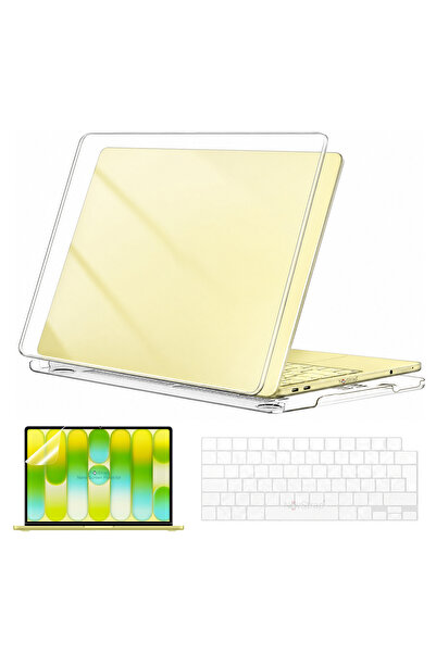 NovStrap Apple MacBook Neo 13 İnç A18 A3404 Uyumlu Parlak Kılıf Kapak + Şeffa...
