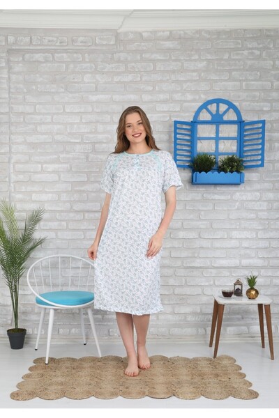 ZBTEKS Seasonal 100% Cotton Loose Fit Wide Fit Oversize Short Sleeve Mom Nigh...
