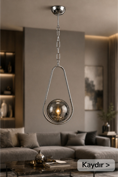 Vivido Home Gümüş Damla Tekli Avize