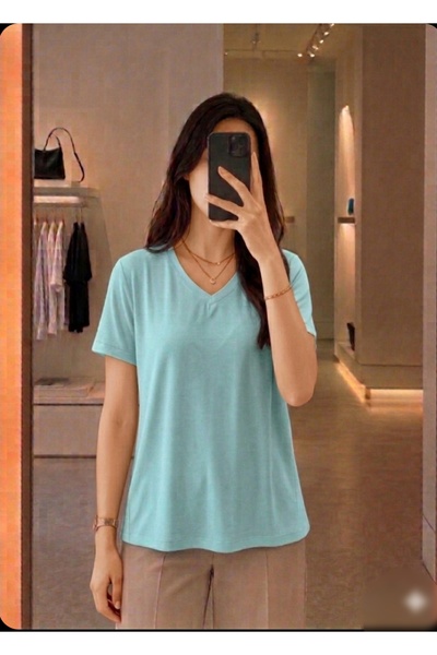 Azram Fashion Γυναικείο μπλουζάκι με λαιμόκοψη V