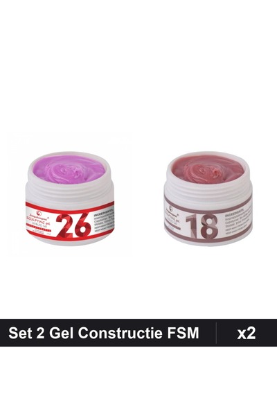 Makeup Set 2 Gel Constructie UV LED FSM 15g, Nuante 26 18, Constructor Unghii...