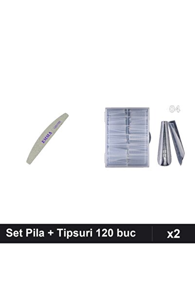 Makeup Set 2 Pila Unghii EMMA 120/150 + Tipsuri Reutilizabile 120 buc, Manich...