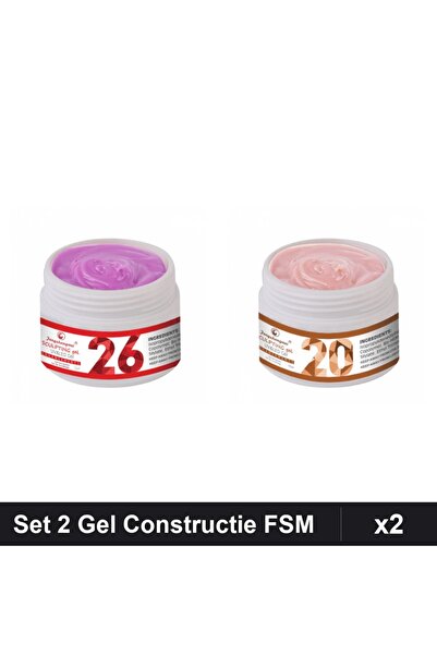 Makeup Set 2 Gel Constructie UV LED FSM 15g, Nuante 26 și 20, Manichiură Gel