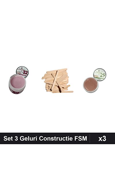 Makeup Set 3 Geluri Constructie UV LED FSM 15g, Nuante 32 și 29, Manichiură P...