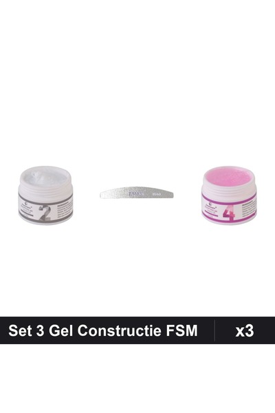 Makeup Set 3 Gel Constructie UV LED FSM 15g, Nuante 02 04, Pila Unghii Emma 8...