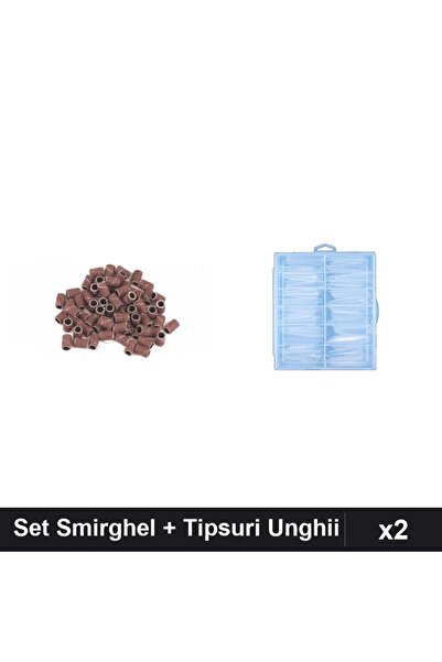 Makeup Set Îngrijire Unghii 2 Produse - Rezerve Smirghel 20 buc + Tipsuri 120...