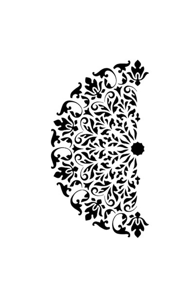 Eni Design 3D Stencil, Half Mandala, 50x70 cm, reusable, plastic, transparent