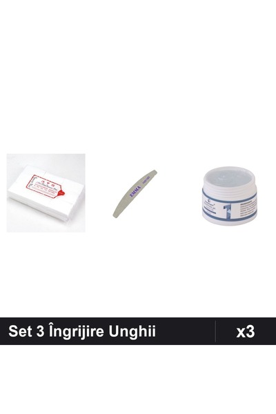 Makeup Set 3 Îngrijire Unghii, Servetele 900buc, Pilă EMMA 100/180, Gel Const...