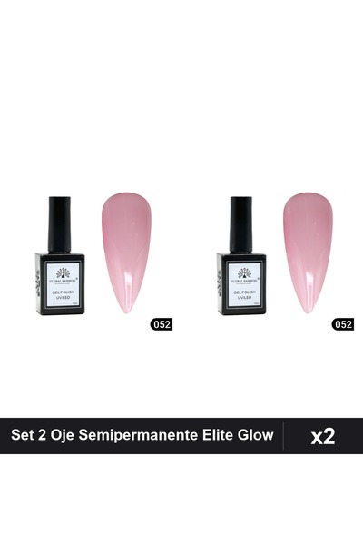Makeup Set 2 Oje Semipermanente Global Fashion Elite Glow 15ml, Nuanta 052, G...