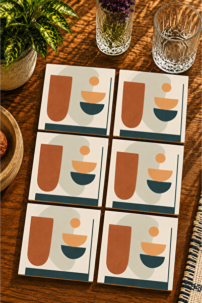 JHAAR Modern Design Set of 6 Coasters - Uv Printing Mdf - 10X10 cm