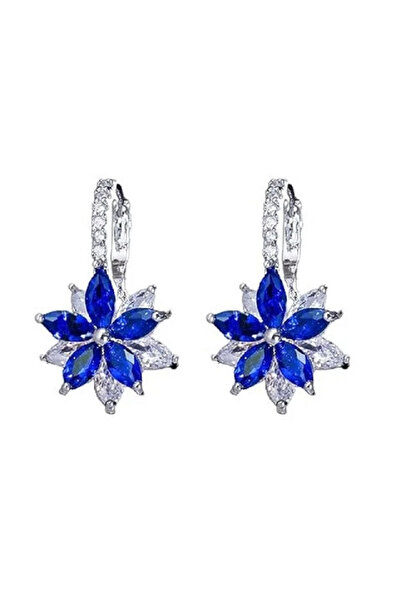 Raizel Cercei model floare, cu pietre albastre din zirconiu, Blue Flower