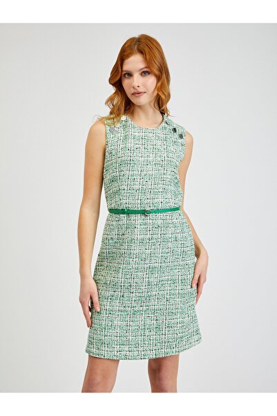 ORSAY Green women's patterned dress with belt