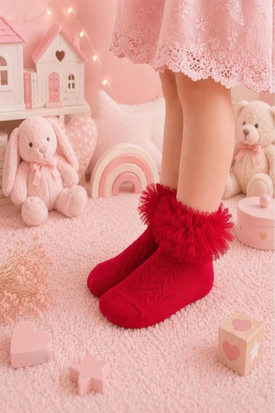 Lakoren Organic Cotton Premium 3-Piece Baby Tulle Socks - Washable