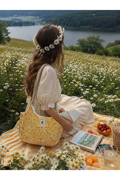 Calliopia Retro Picnic Aura Koleksiyonu - Zincir Askılı Tasarım Baget Omuz Ça...